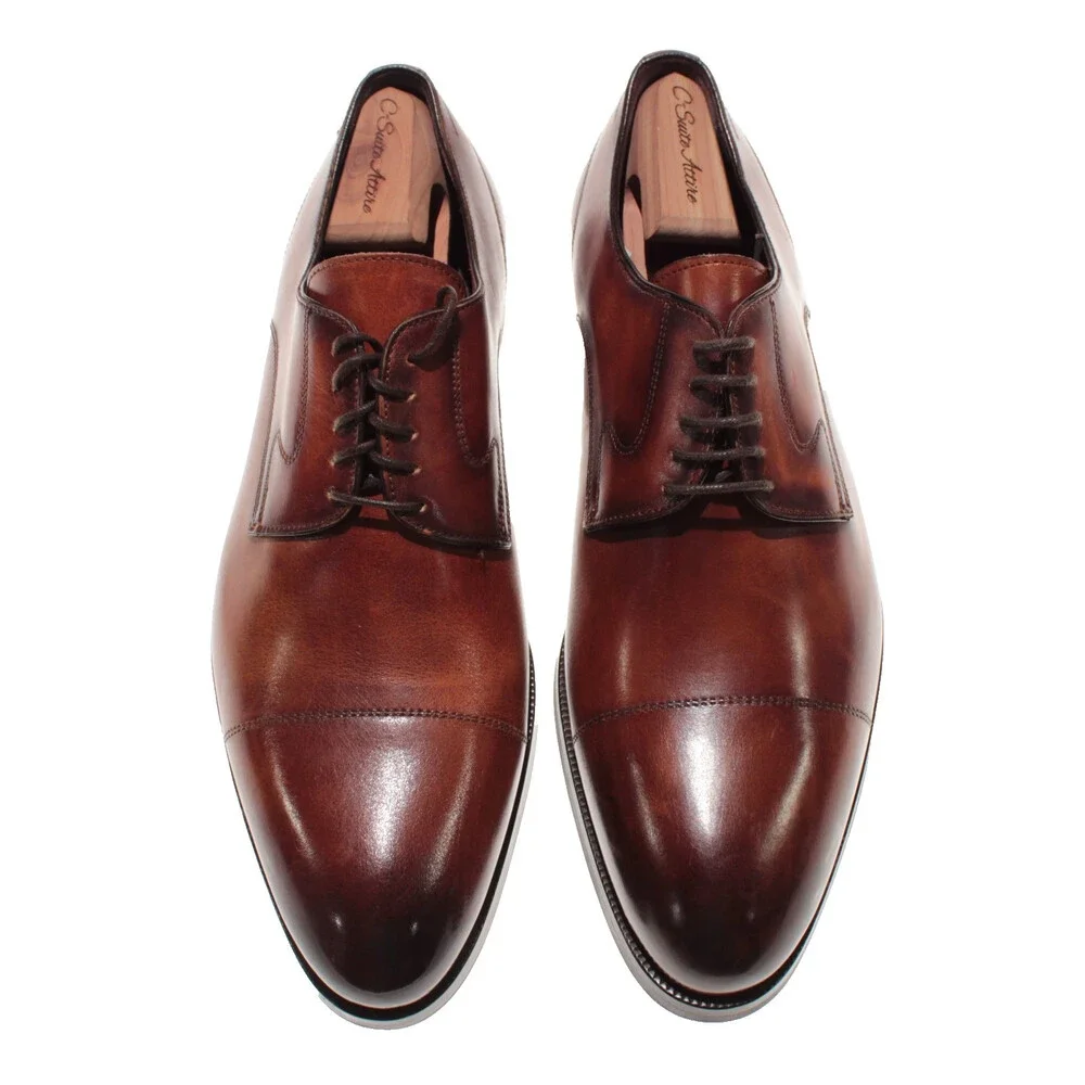 Di Bianco NWD Lace Up Derby Dress Shoes Size 42.5 (US 9.5) in Brown Leather